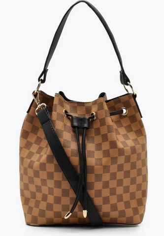 Checkered Bucket Bag
